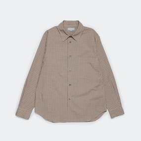 Basic Shirt - Small Check Cotton Poplin Stone/Khaki City Exploration