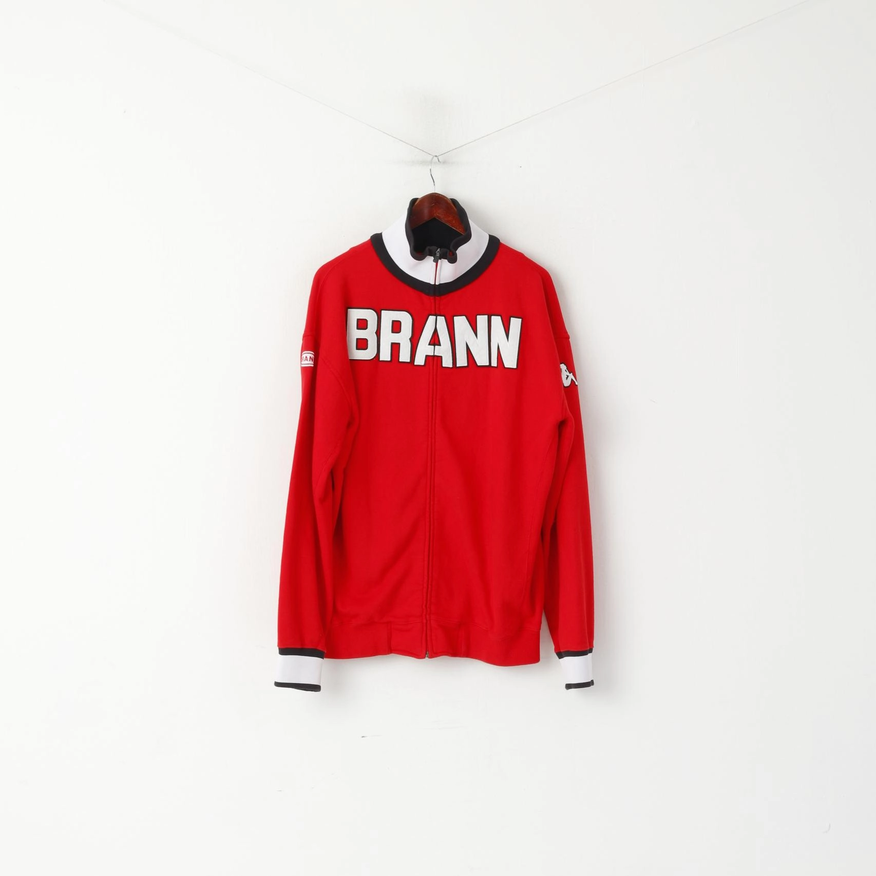 Kappa Men XXL Sweatshirt Red Cotton Brann Bergen Football Full Zipper Track Top Stylish Look Comfort Apparel