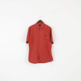 Luxurious Feel Malboro Classics Men XL Casual Shirt Brick Cotton Linen Vintage Short Sleeve Top