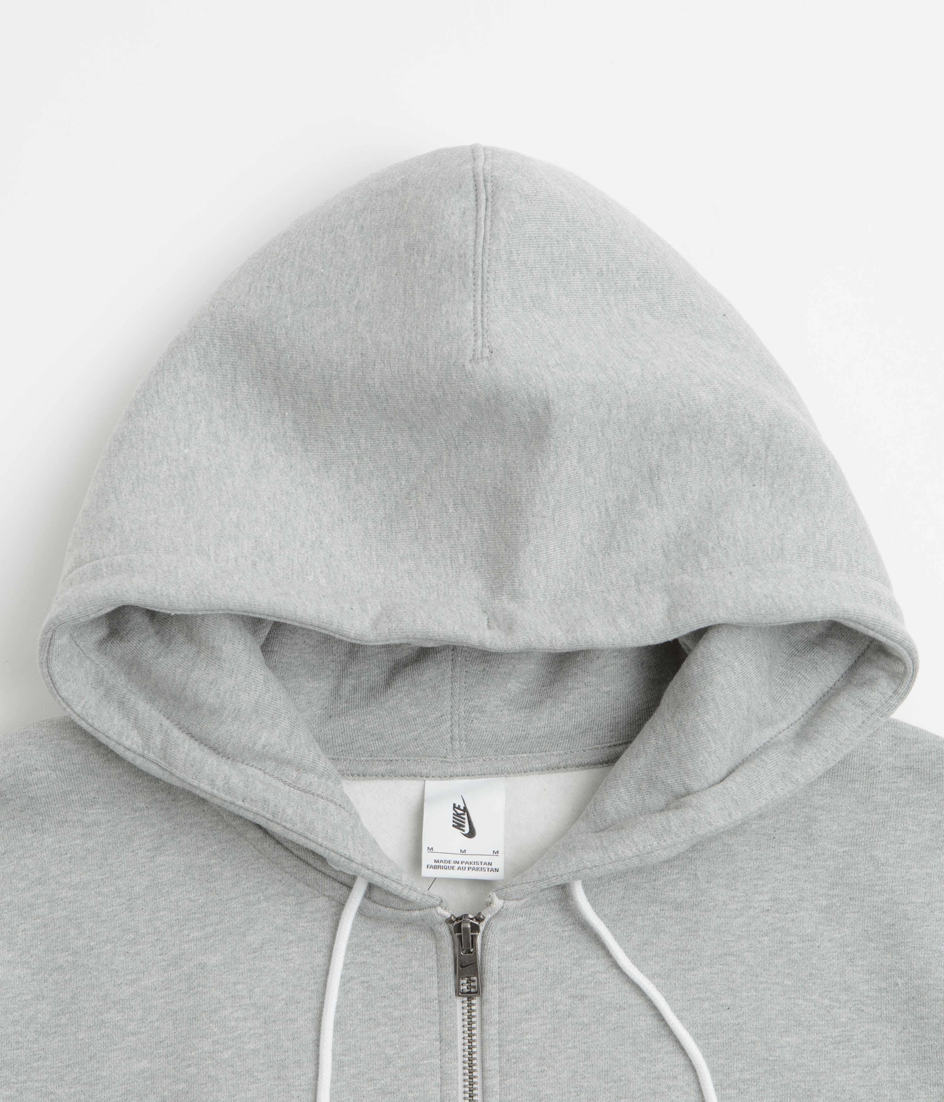 Nike Solo Swoosh Full Zip Hoodie - Dark Grey Heather / White Breathable mesh lining fleece material