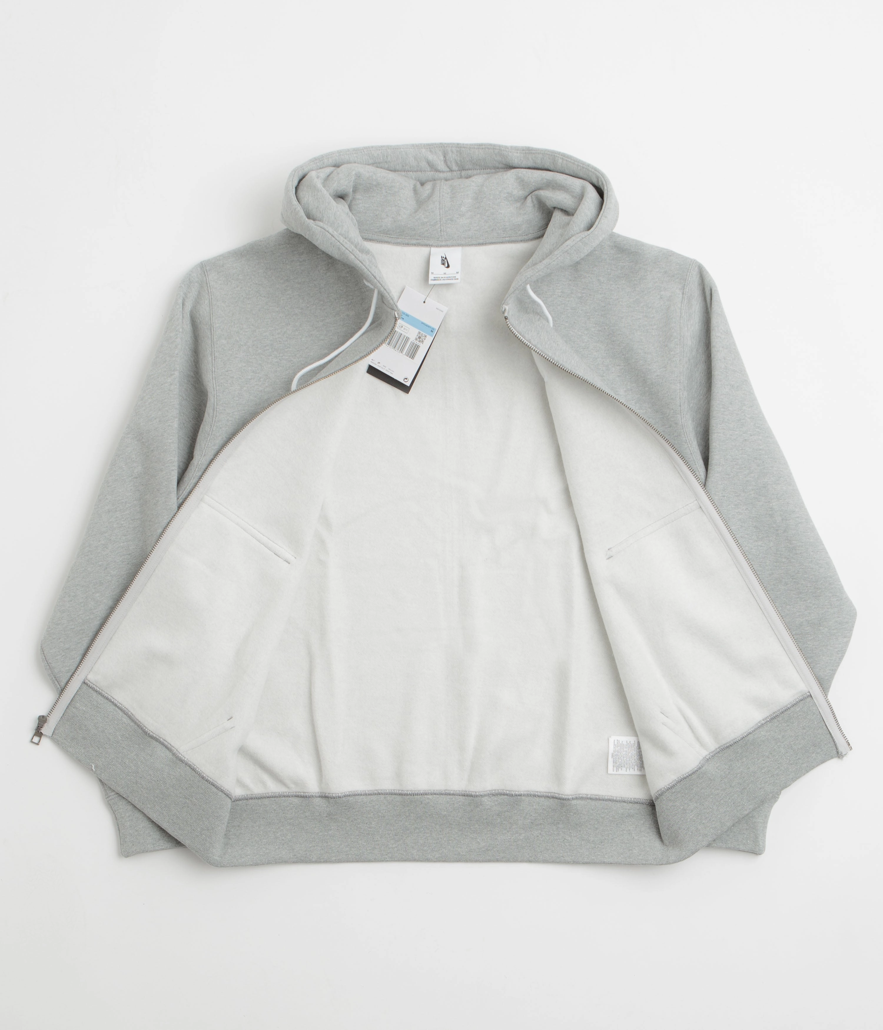 Reflective accents Nike Solo Swoosh Full Zip Hoodie - Dark Grey Heather / White