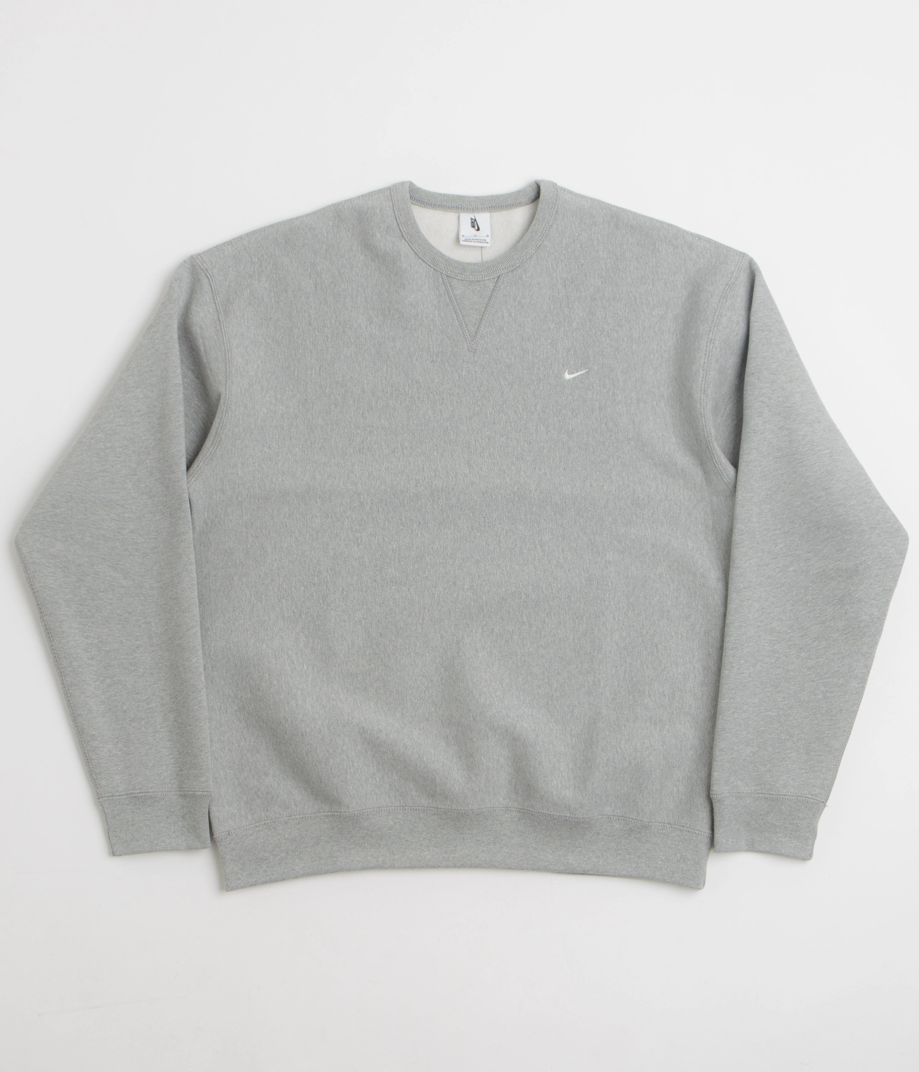 simple design Nike Solo Swoosh Crewneck Sweatshirt - Dark Grey Heather / White / White