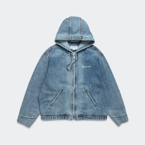 Waterproof Zipper Washed Carpenter Jacket - Blue