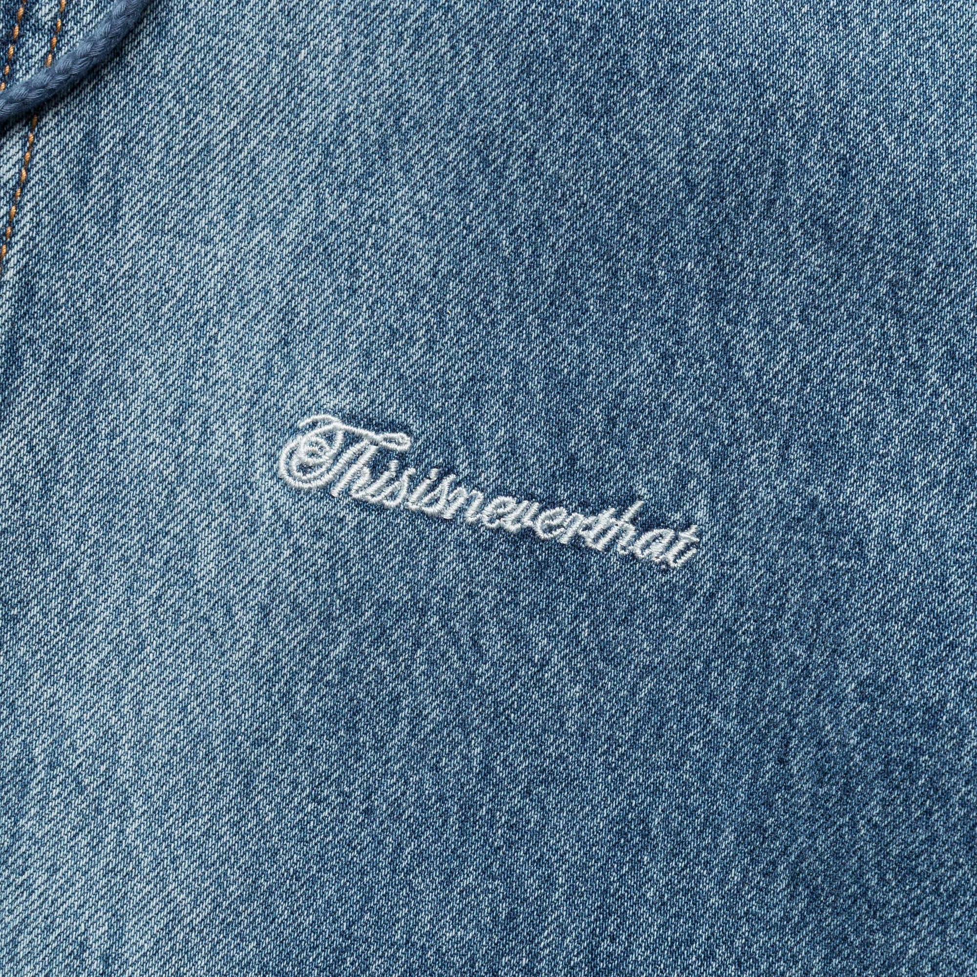 Waist Belt Nylon Cover Washed Carpenter Jacket - Blue