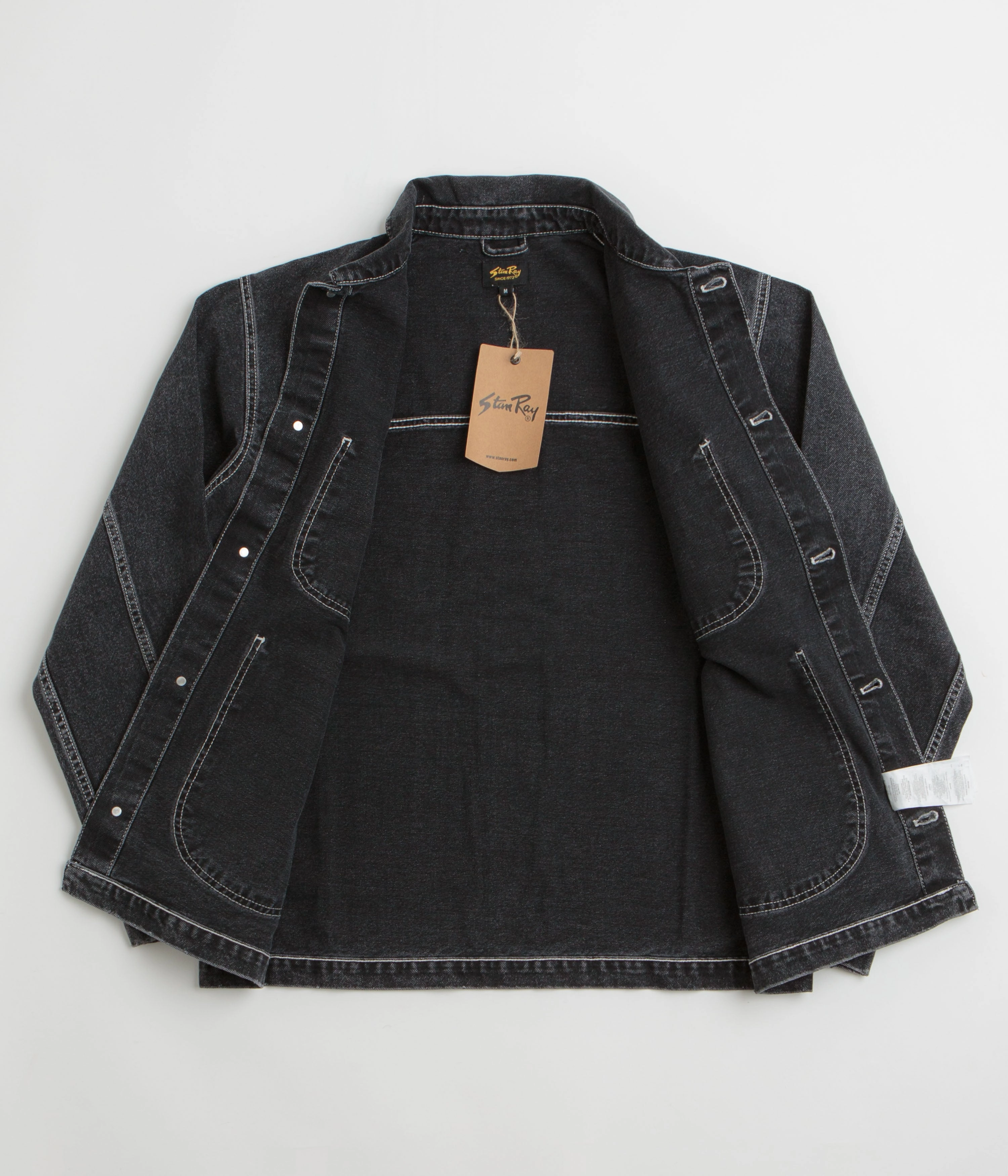 Stan Ray Coverall Jacket - Stonewashed Black Denim Streamlined Fit upcycled design