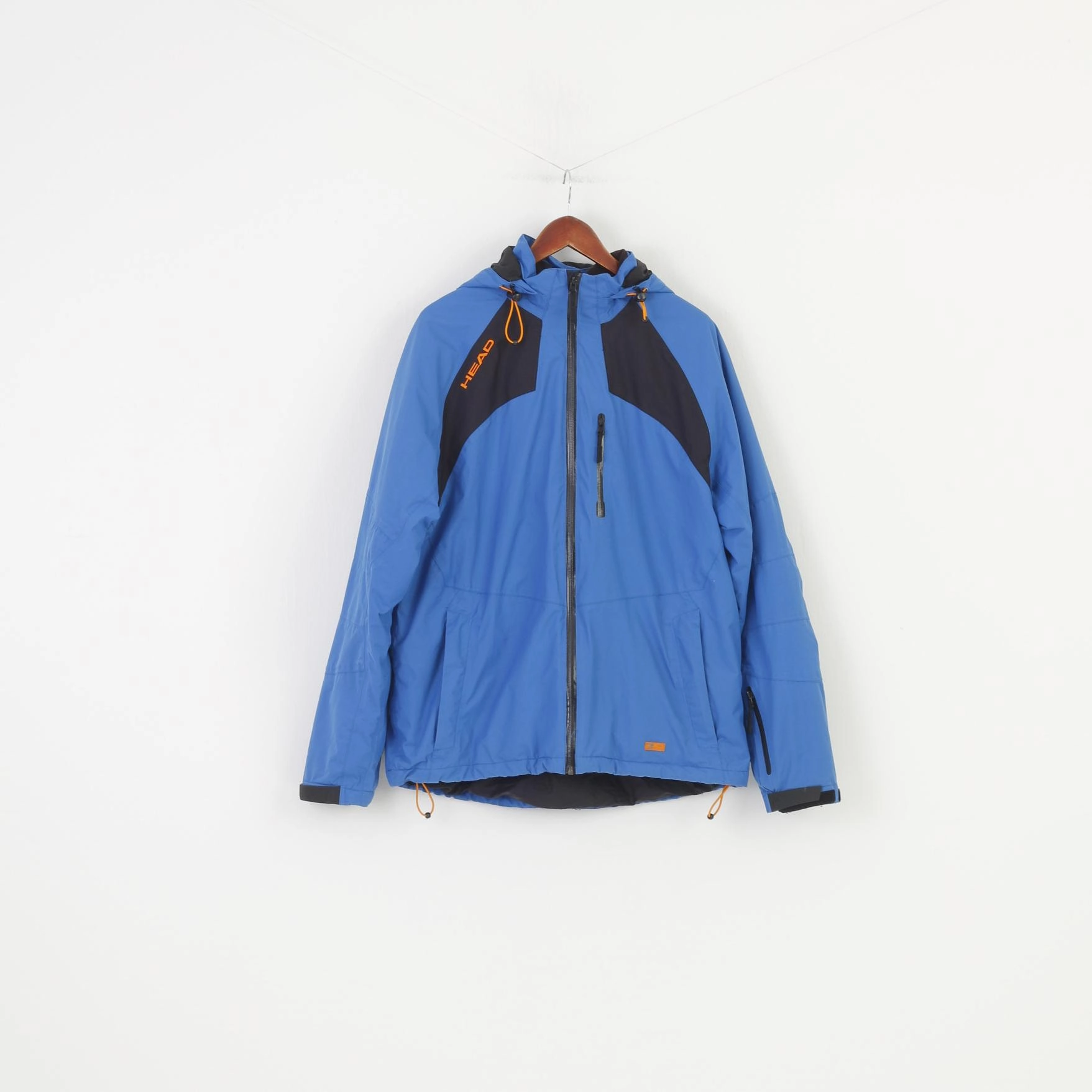 Head Man XXL Jacket Blue Waterproof Hood Full Zipper Snow Skiwear Outdoor Top Quick Layering Reflective details