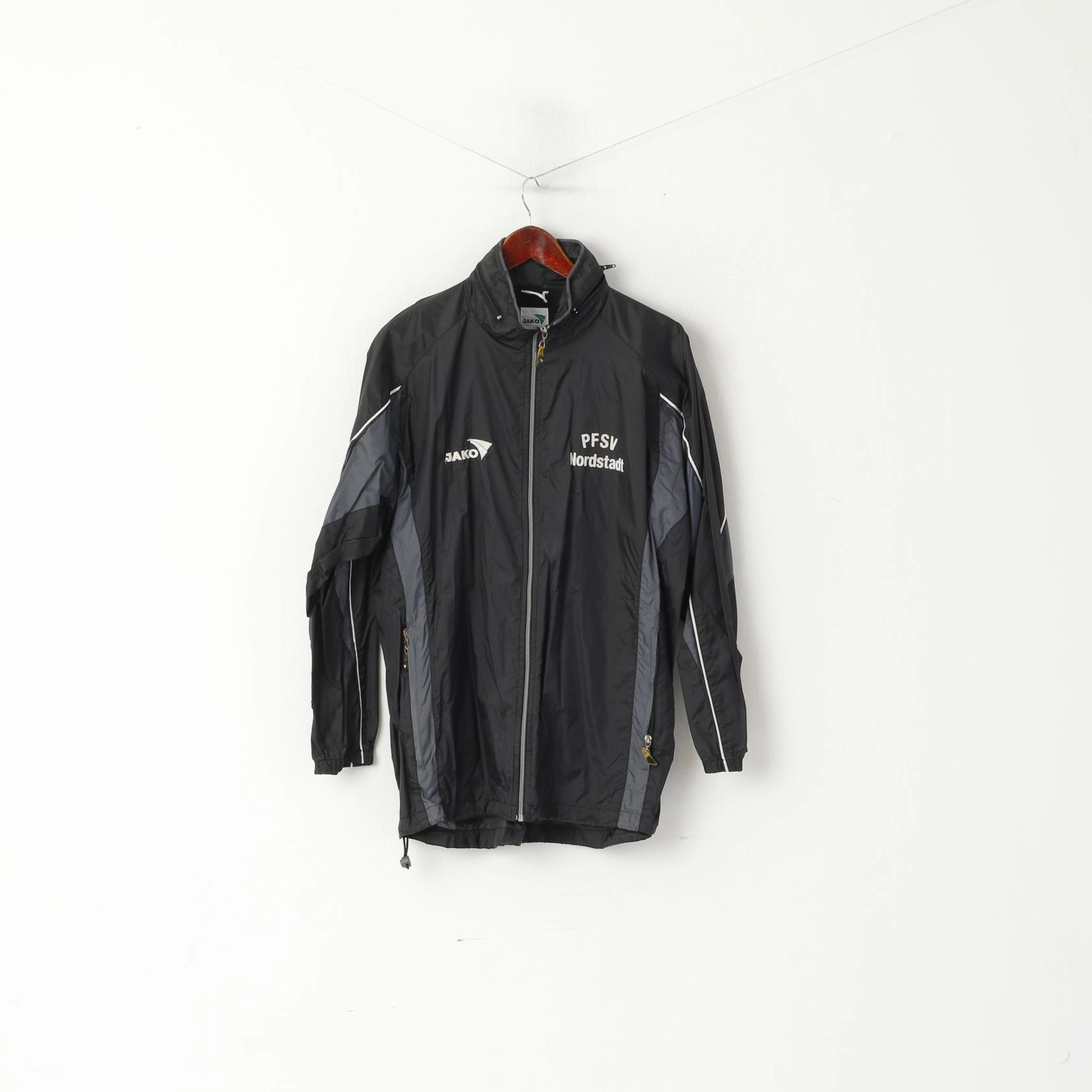 Classic Jacket Fit Jako Men M Jacket Black PFSV Nordstadt Black Nylon Waterproof Sport Full Zip Top