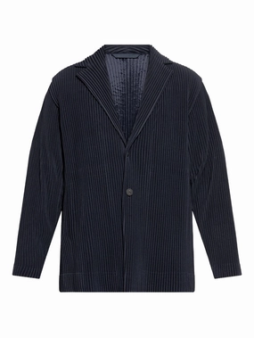 SS25 Pleated Blazer - Navy Explain Multi Pocket