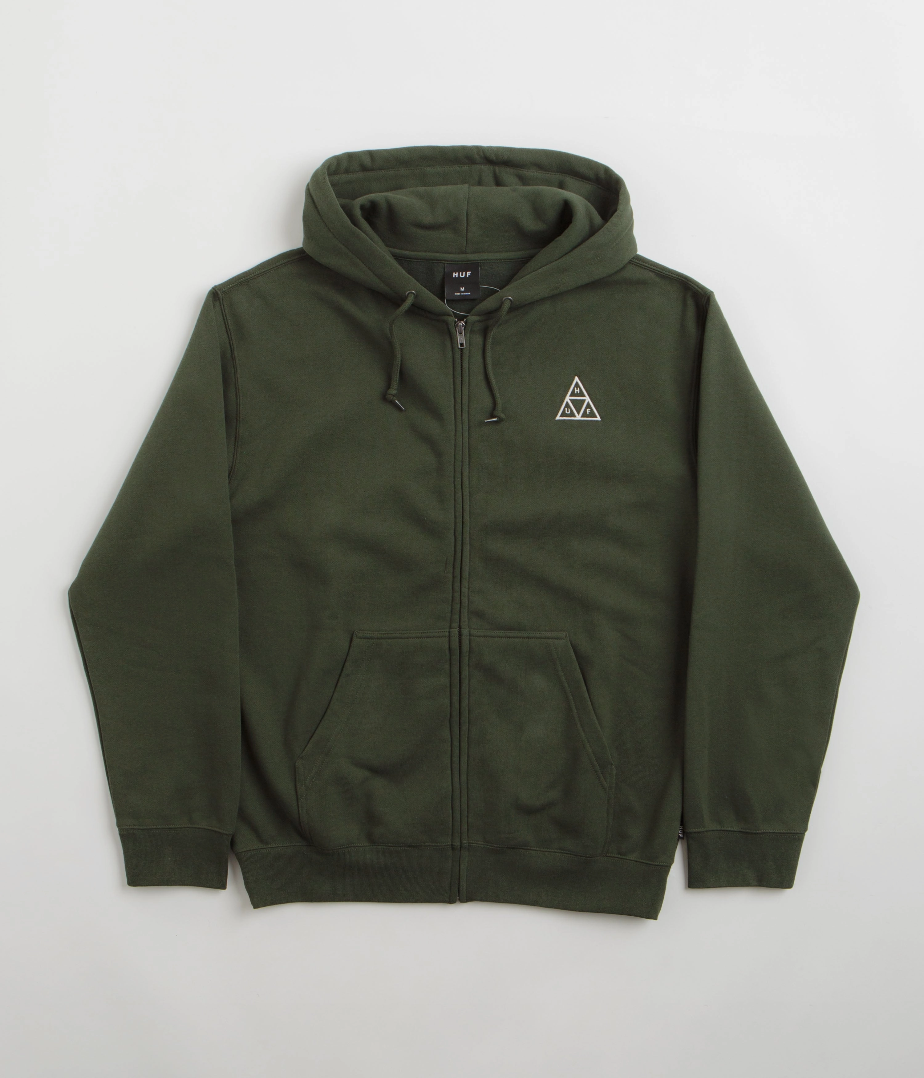 HUF Set TT Full Zip Hoodie - Hunter Green Rib Knit Hem