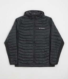Side Pockets Columbia Powder Pass Hybrid Hooded Jacket - Black