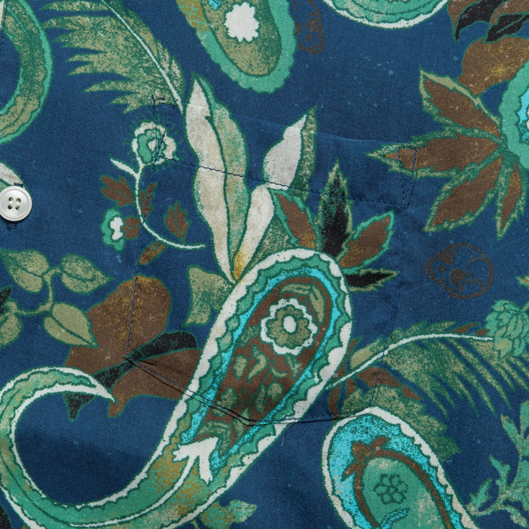 Weird Paisley SS Shirt - Navy Flatlock stitching