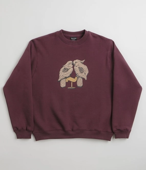 Casual Vibes Breathable Material Pass Port Nesting Crewneck Sweatshirt - Berry