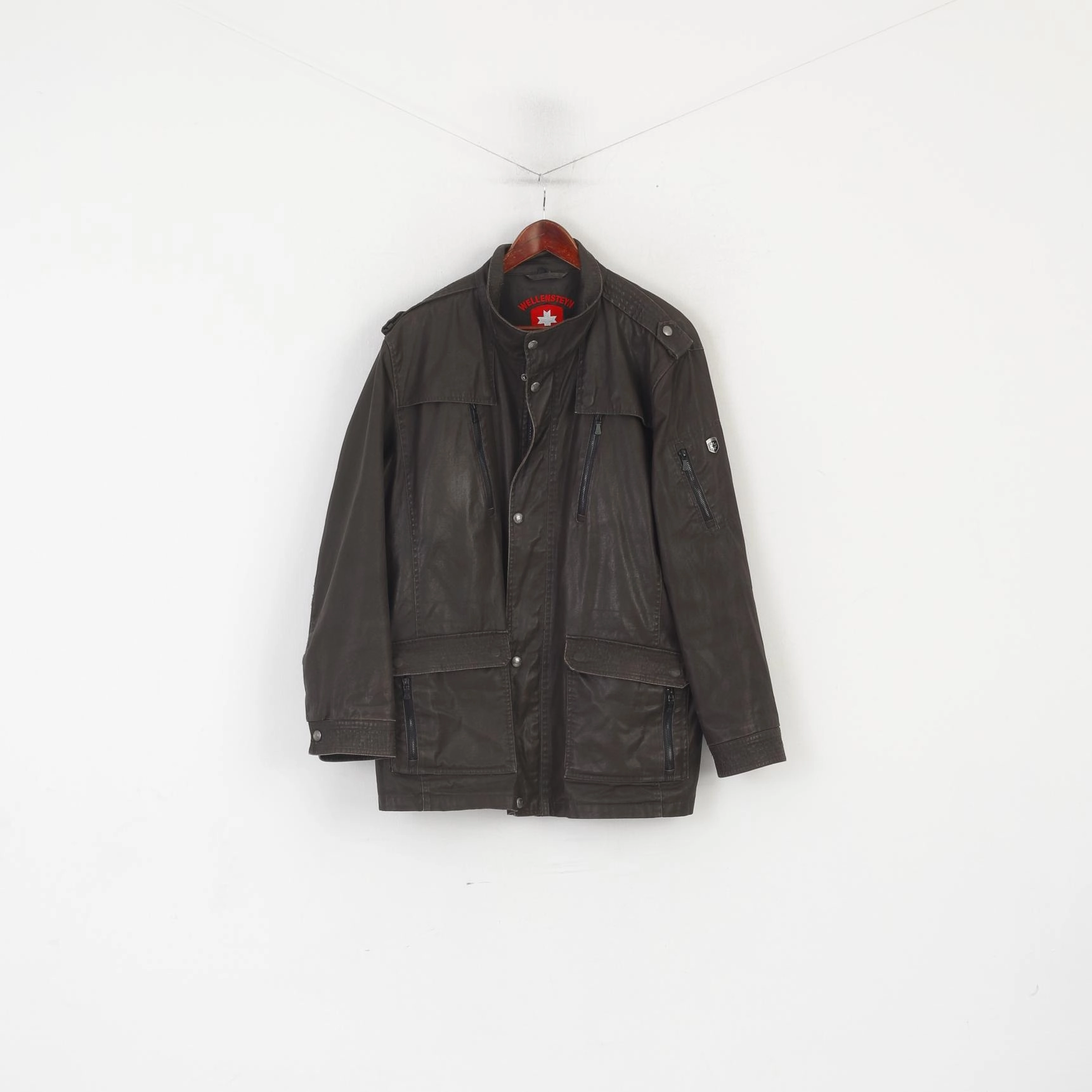 Wellensteyn Montgomery Men XL Jacket Brown Wax Cotton Military Zip Up Top suitable for land sports Fall Ready