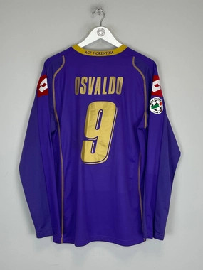 2008/09 FIORENTINA OSVALDO #9 *MATCH ISSUE* L/S HOME SHIRT (XL) LOTTO UV protection coating Moisture Wicking Material