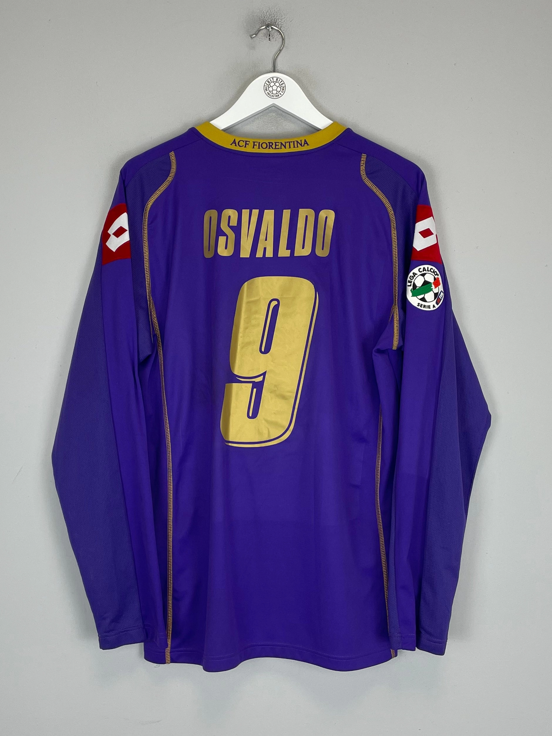 2008/09 FIORENTINA OSVALDO #9 *MATCH ISSUE* L/S HOME SHIRT (XL) LOTTO UV protection coating Moisture Wicking Material