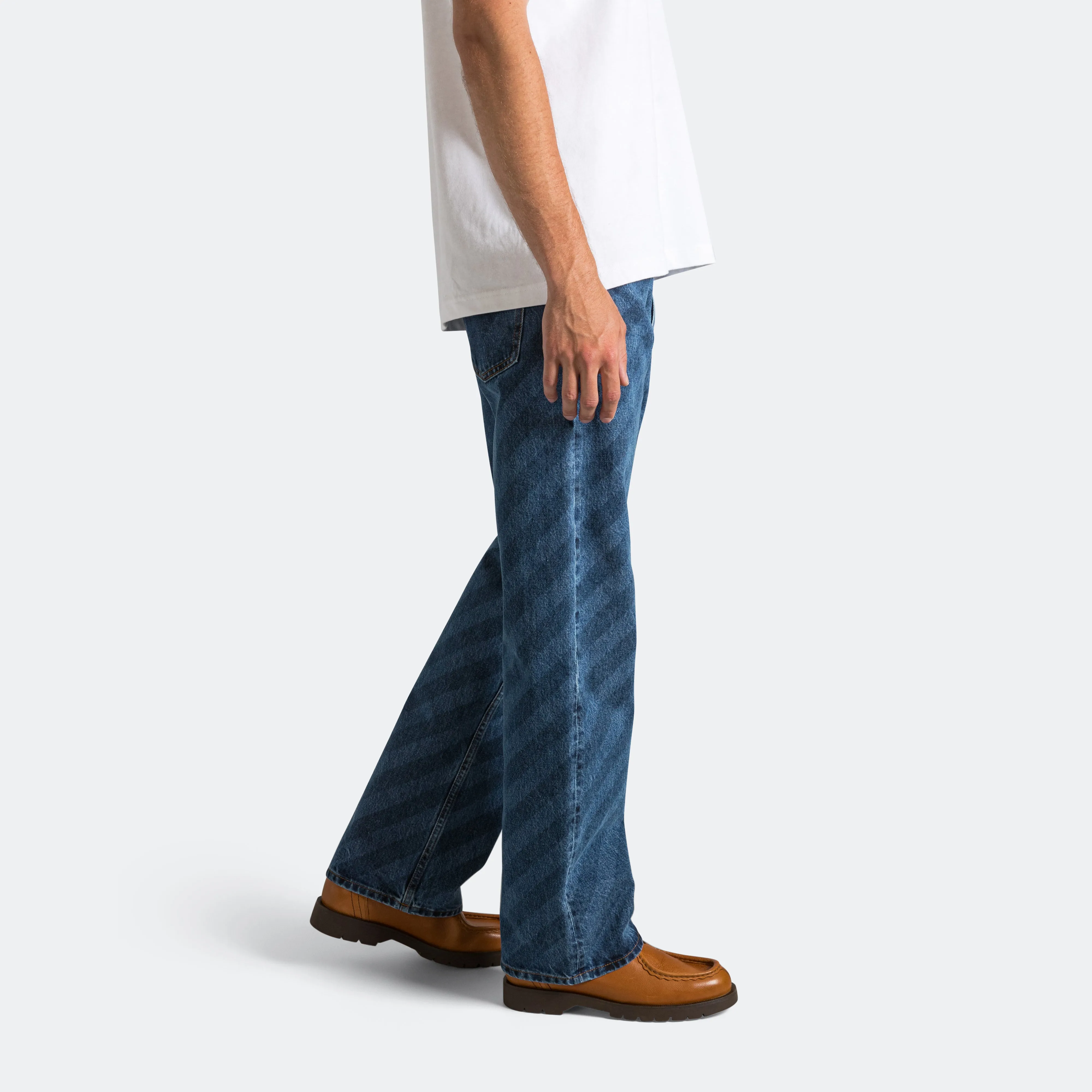 Wide Leg Striped Jeans - Blue Kyanite Everyday Shopping Day