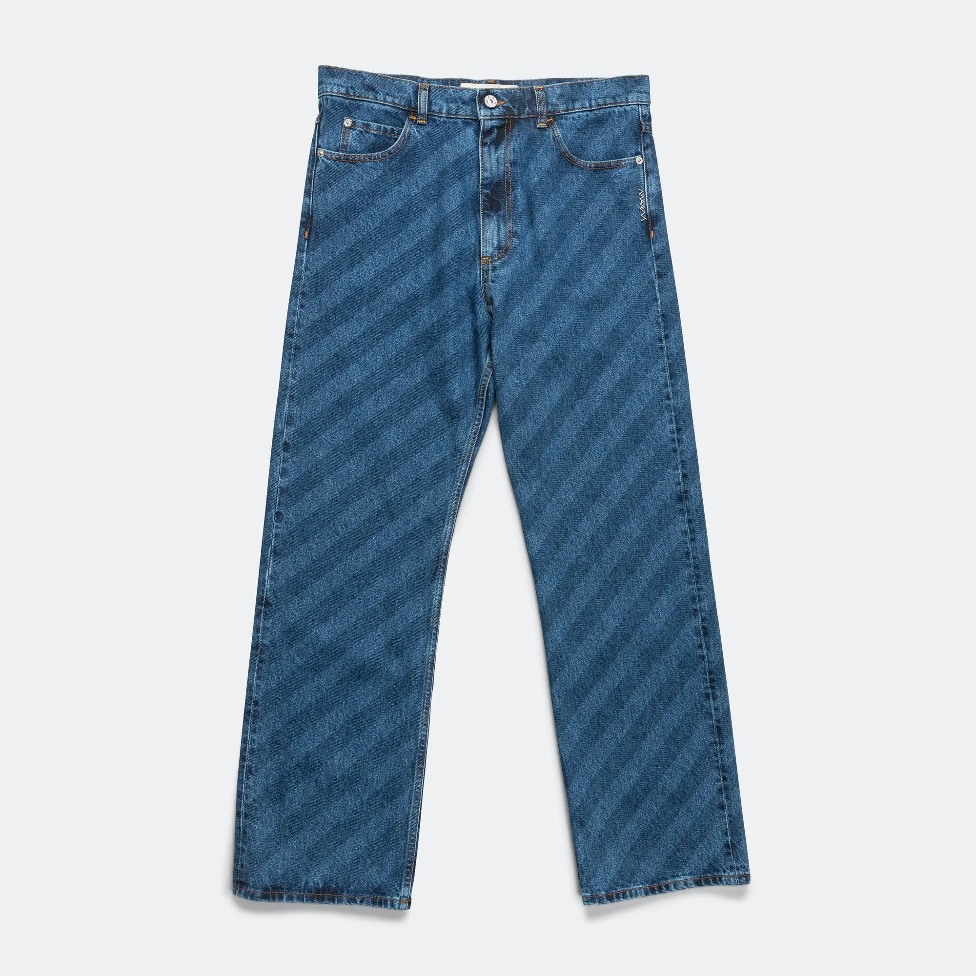 Minimal Aesthetic Cool Weather Wide Leg Striped Jeans - Blue Kyanite