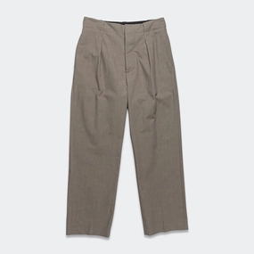 Wide Belt Loop Trouser - Dense Cotton Drill Pebble Lightweight Feel Linen blend