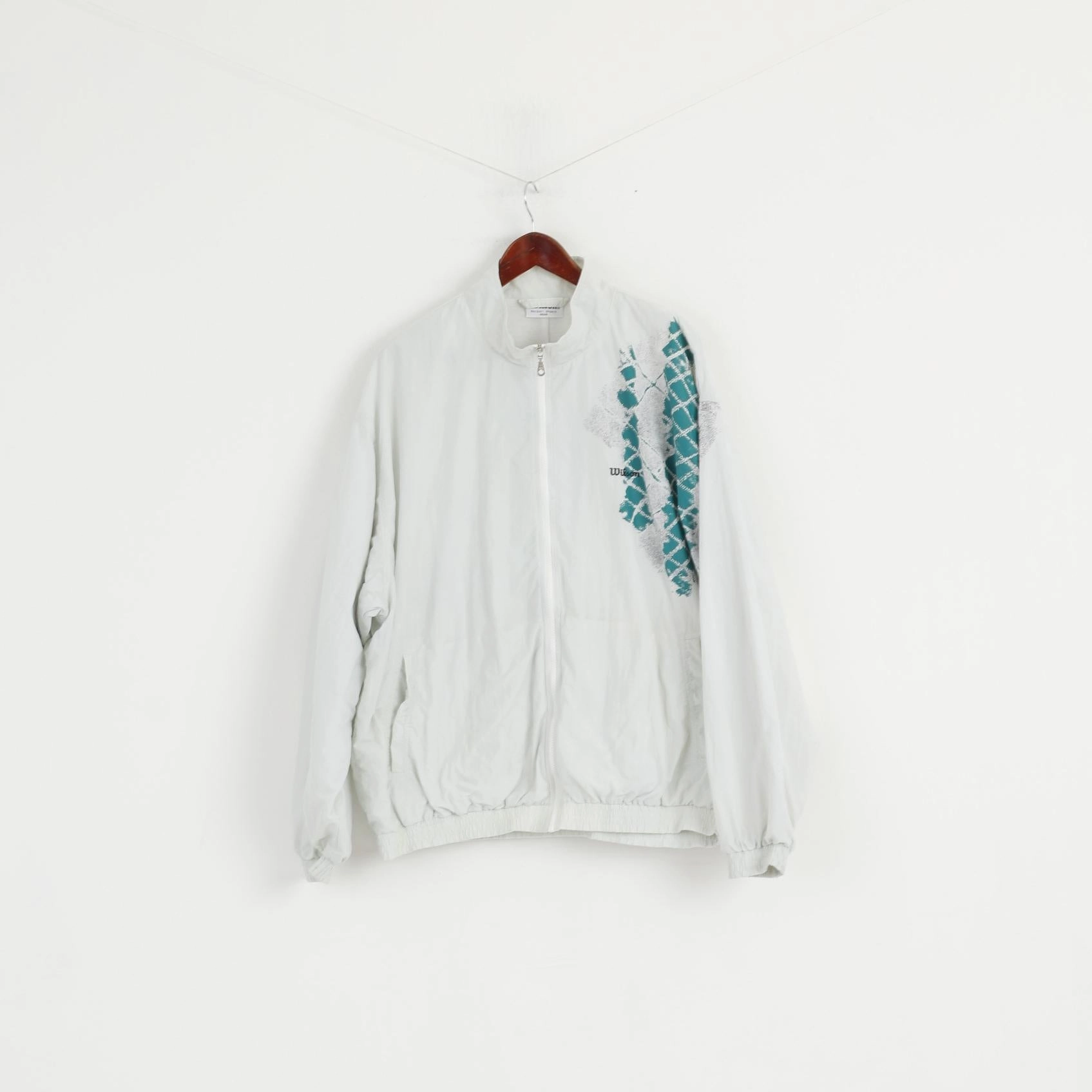 Wilson Men XXL Jacket Grey Racquet Sports Waterproof Nylon Vintage Tennis Top age - appropriate