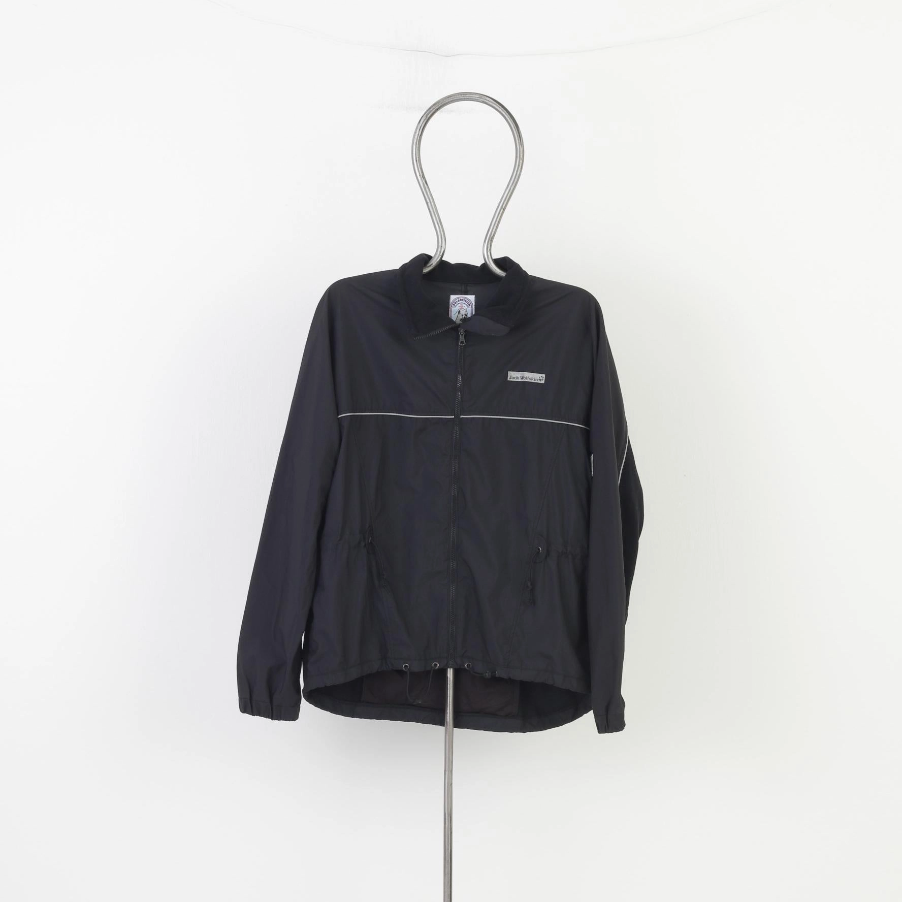 Jack Wolfskin Men XL Jacket Black Full Zipper Collar Back Fleece Vintage Sport Top Faith