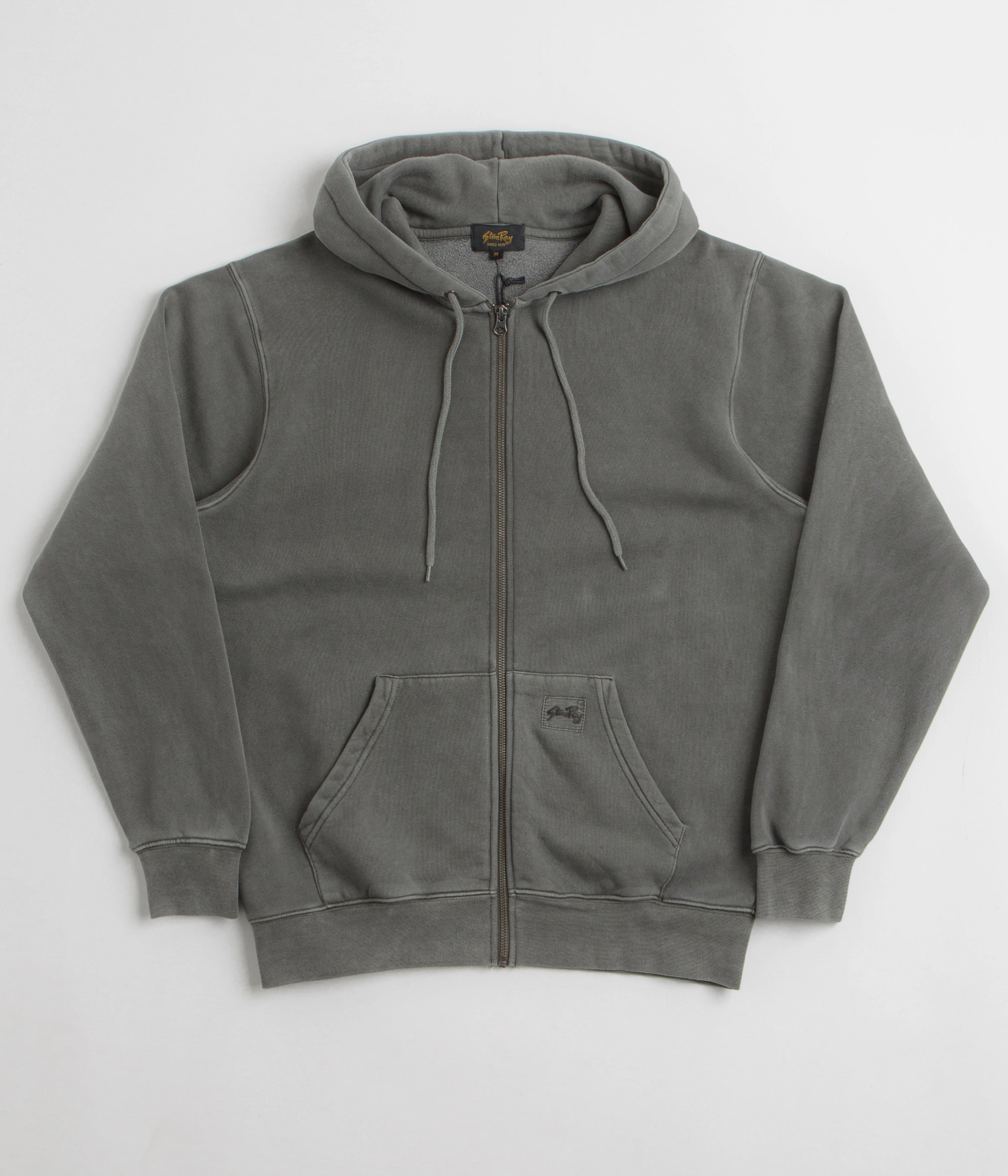 Stan Ray Patch Zip Hoodie - Washed Black Stretchable Cuffs