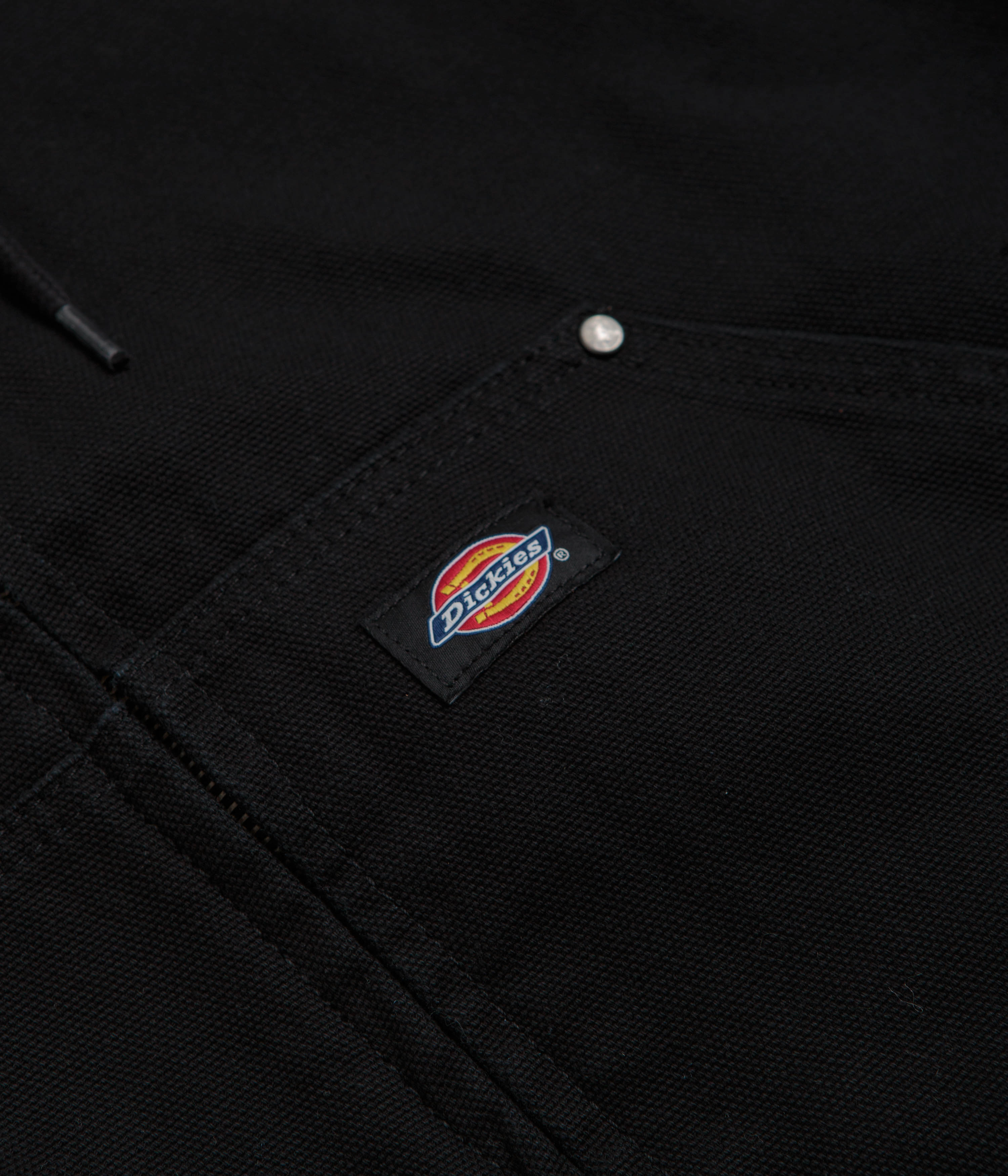 Dickies Hilham Hooded Canvas Jacket - Black Full Length Zipper Wind Proof