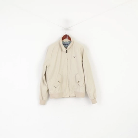 Gant Men L Jacket Beige Campus Cotton Full Zipper Classic Harrington Top Stroll Thermal Base