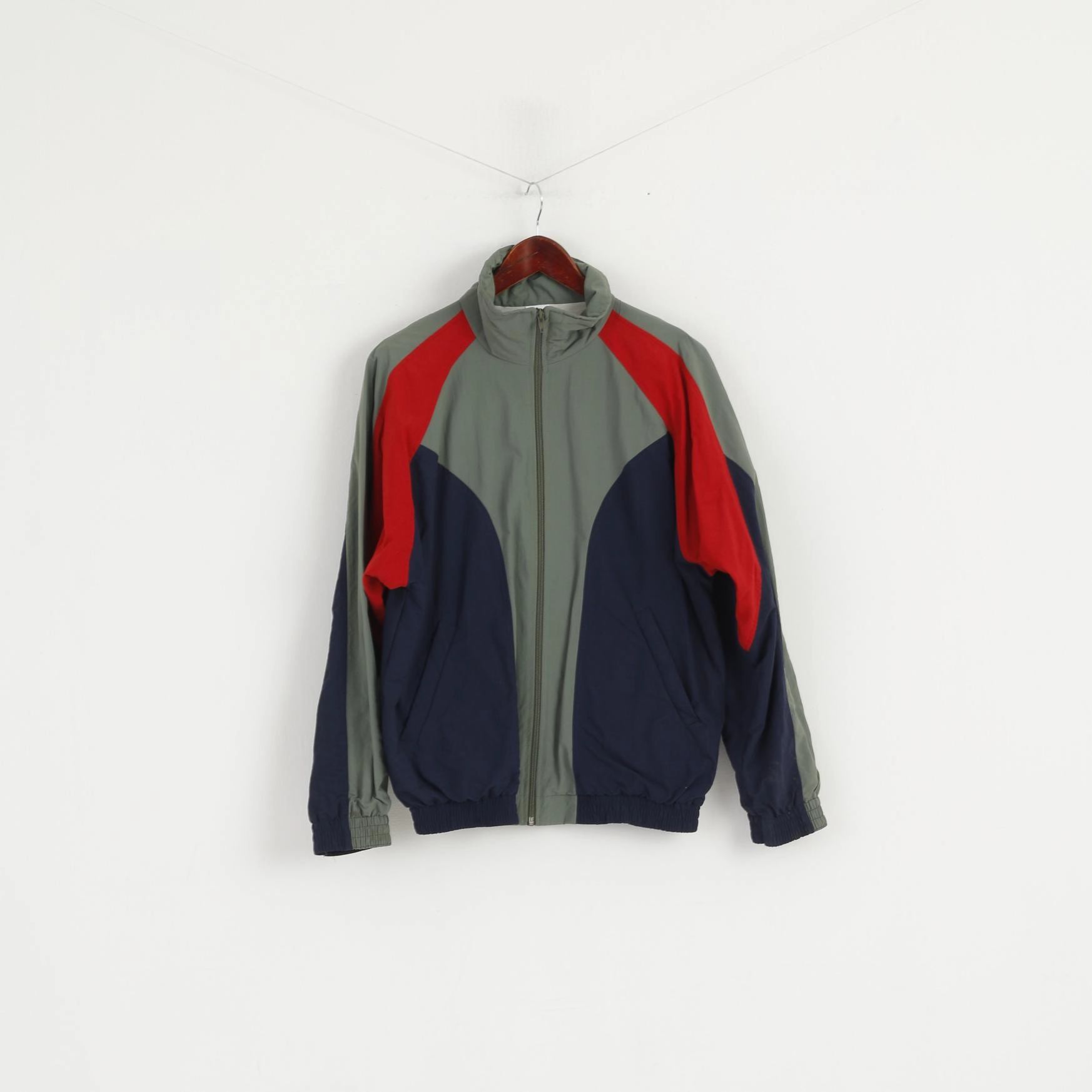 Tactel Men S Jacket Navy Green Nylon Waterproof Retro Full Zipper Sport Top Reflective details Noise Reduced Fabric