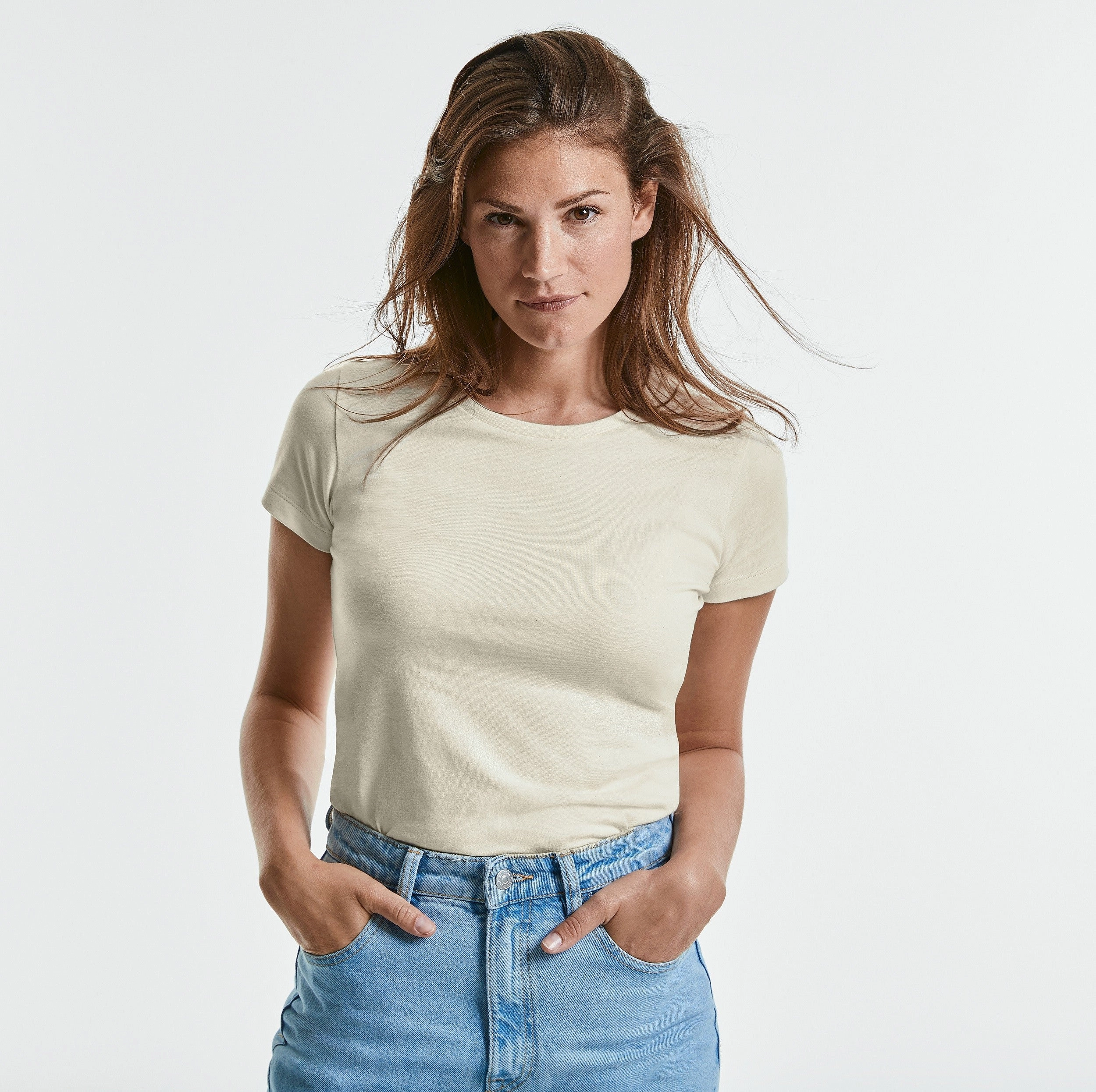 Lint Resistant Surface RibbedNeckBanding Women's Authentic Pure Organic Tee | BLACK