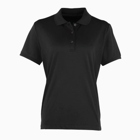 Women's Coolchecker Pique Polo | BLACK Layered Collar Structure Performance Ready