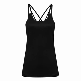 Versatile Styling Options Women's Laser Cut Spaghetti Strap Vest | BLACK