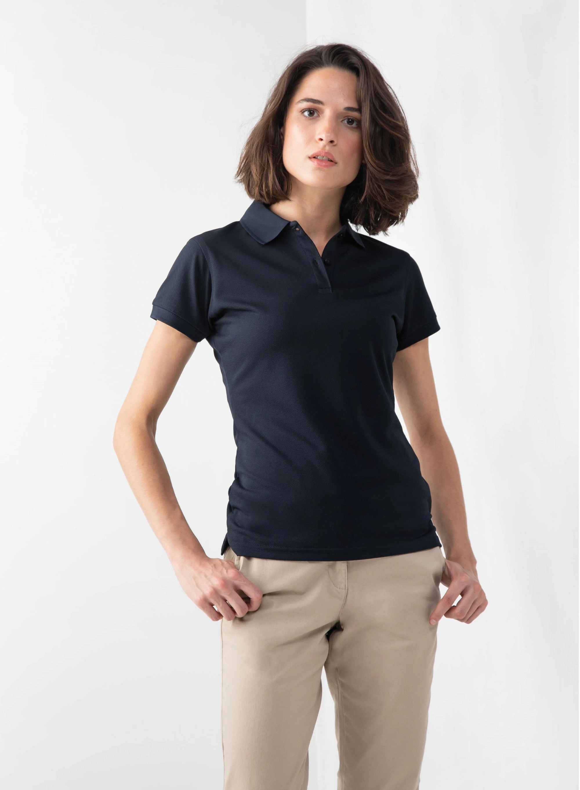 Chic Wear Timeless Fit Womens Coolplus Polo Shirt | BLACK