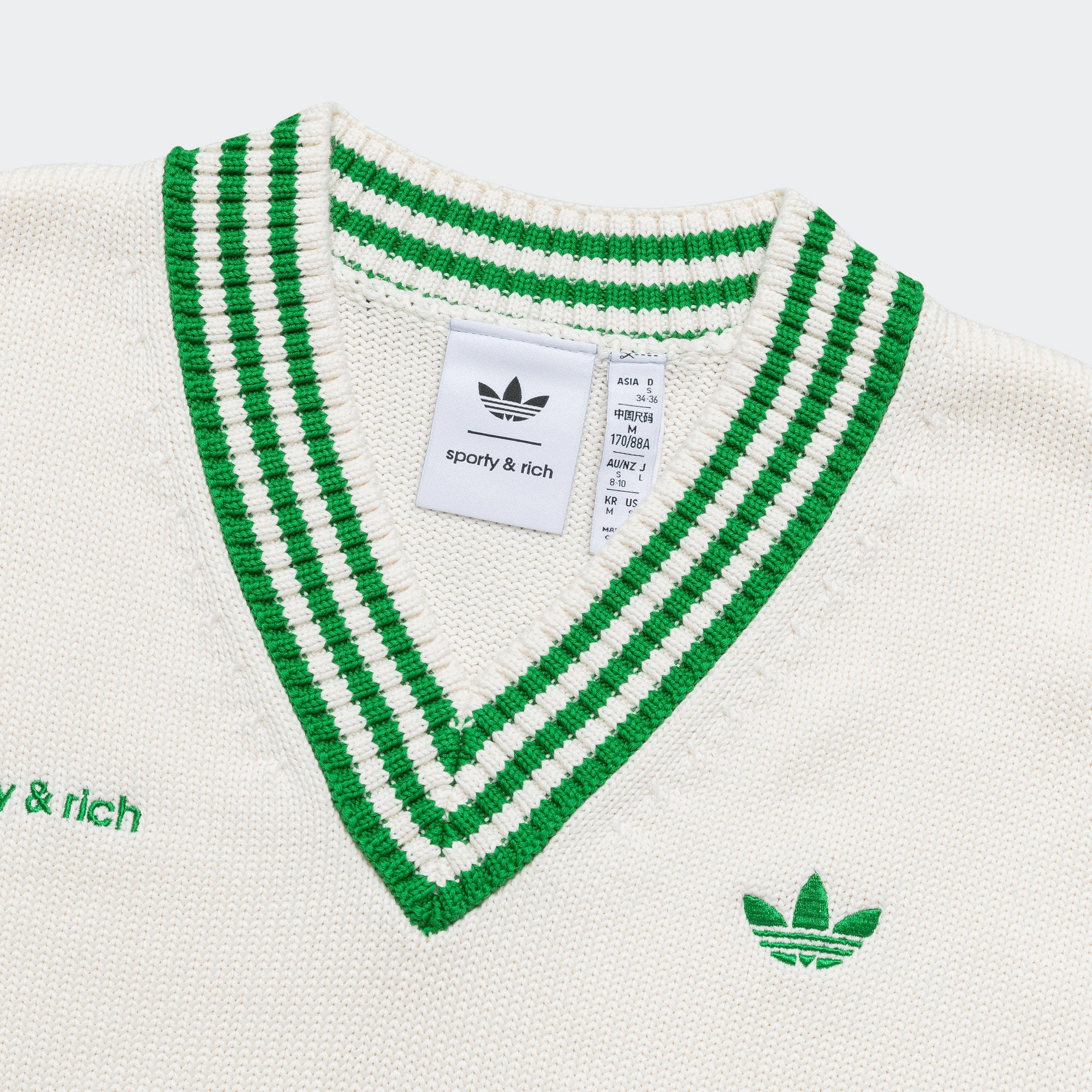 Womens Knit Sweater x Sporty & Rich - Off White/Night Navy Lightweight texture Winter Comfort