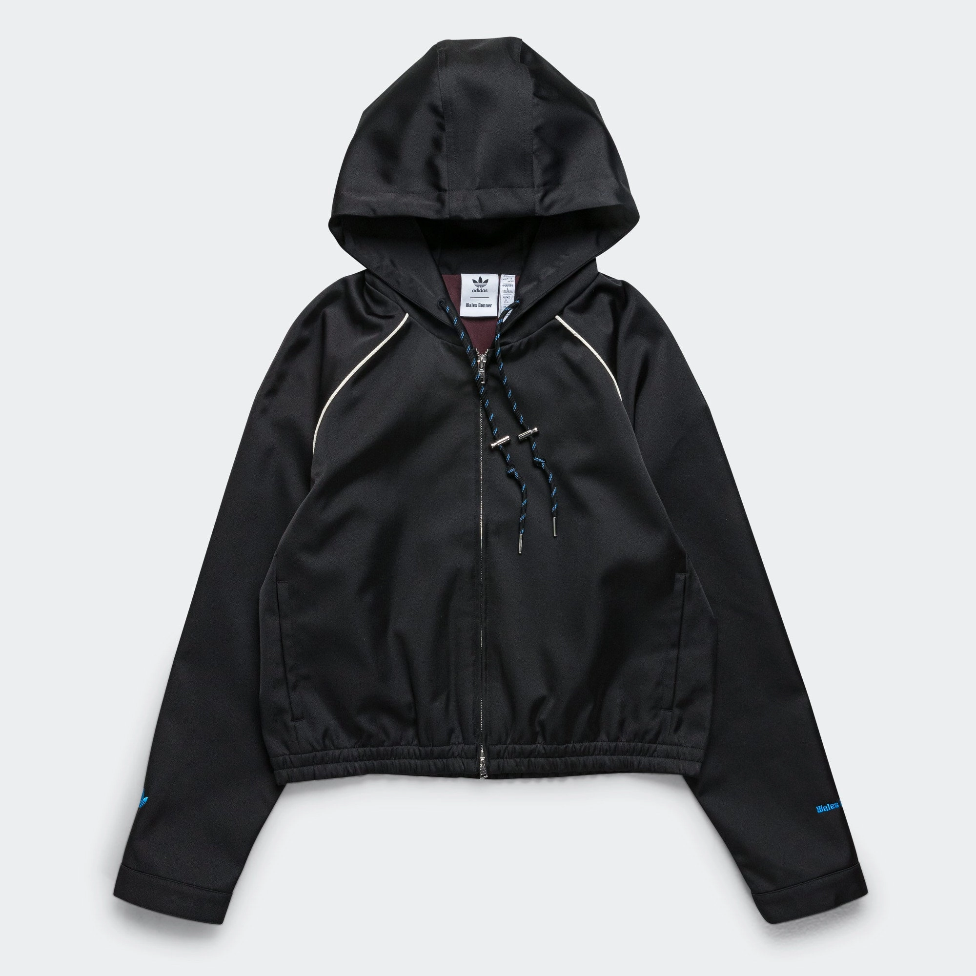 Womens Satin Hoodie x Wales Bonner - Black Blend product shiny accents appeal