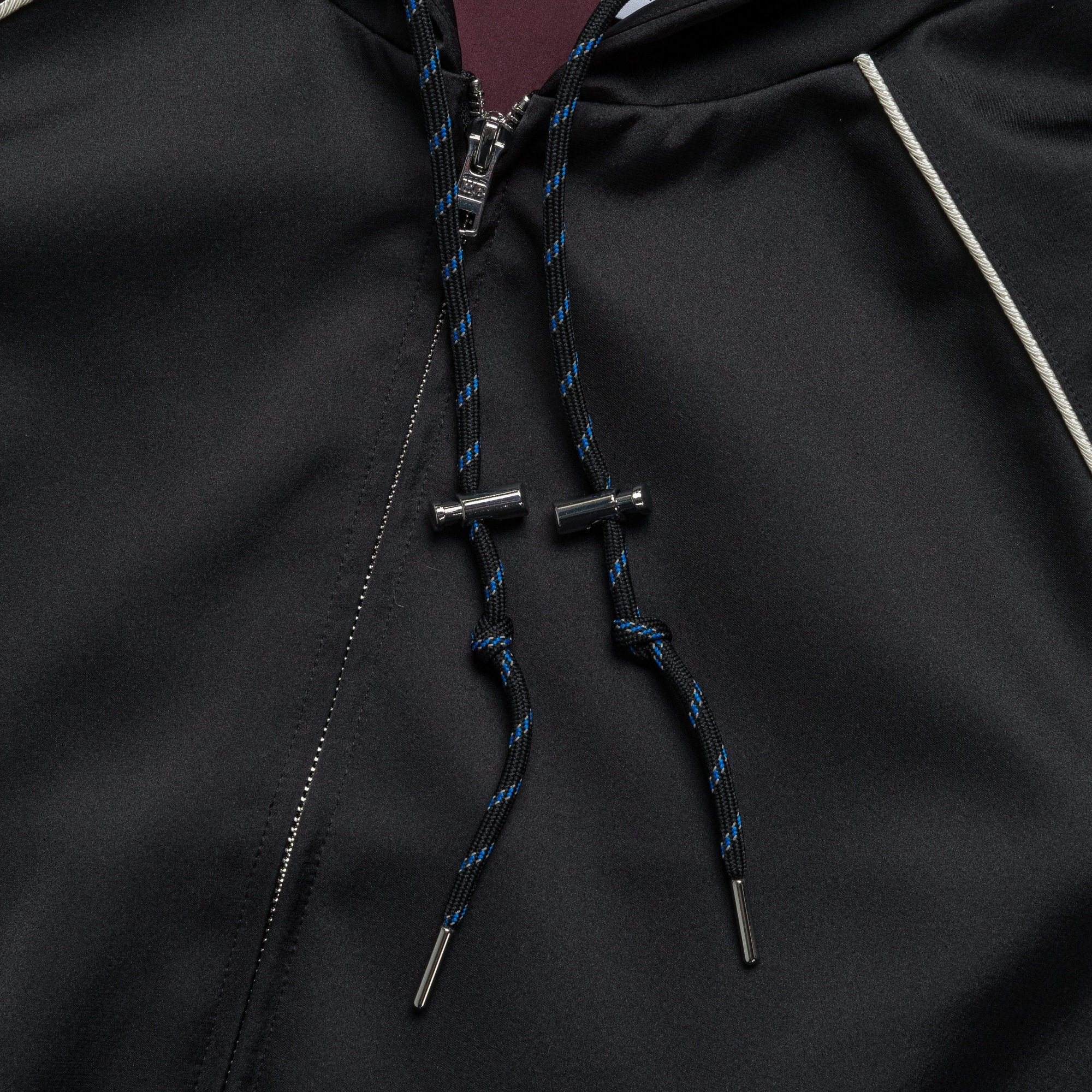 Layered Fit Sporty Fashion Womens Satin Hoodie x Wales Bonner - Black