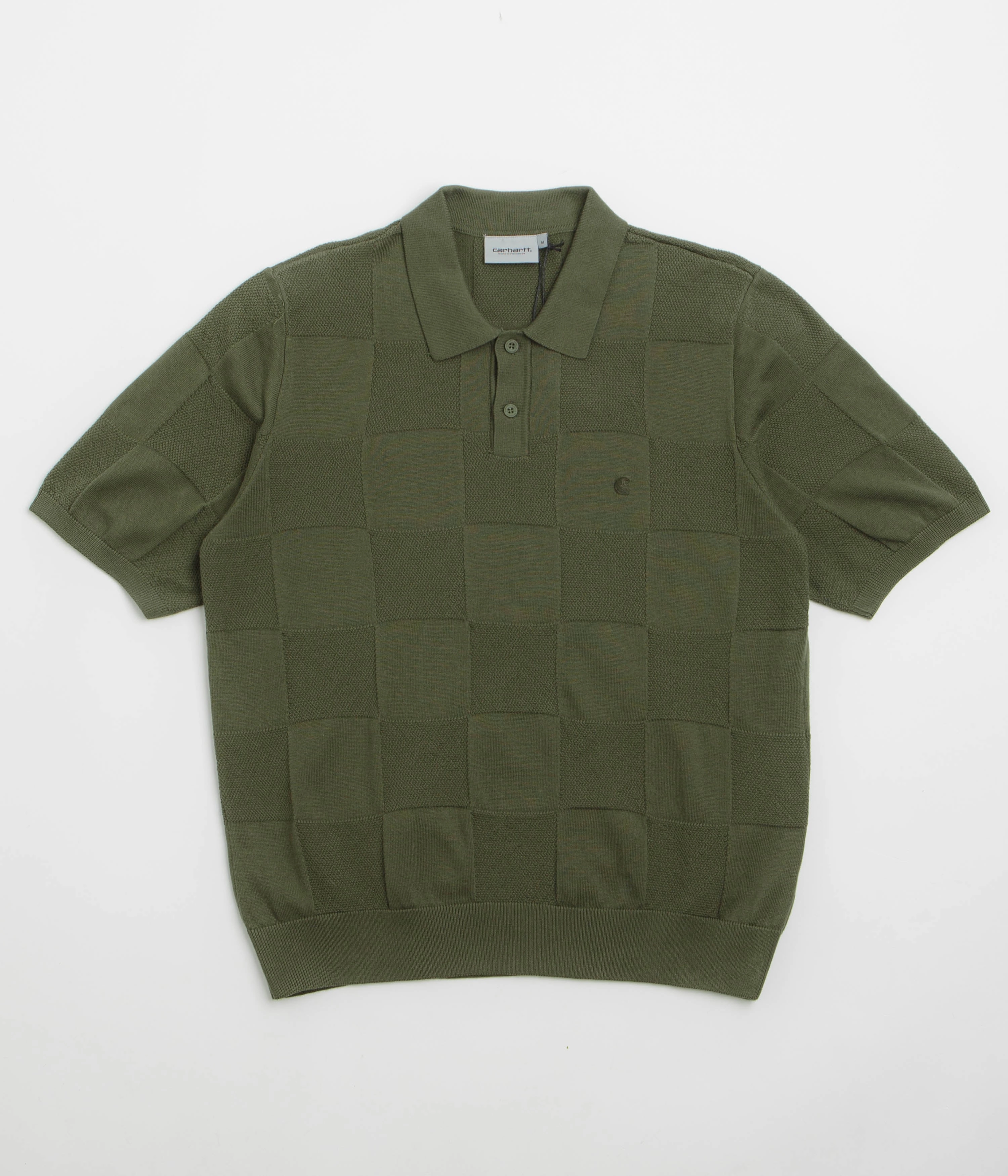 Carhartt Checker Polo Shirt - Dollar Green Raw edge Cocktail Event