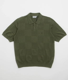 Carhartt Checker Polo Shirt - Dollar Green Raw edge Cocktail Event