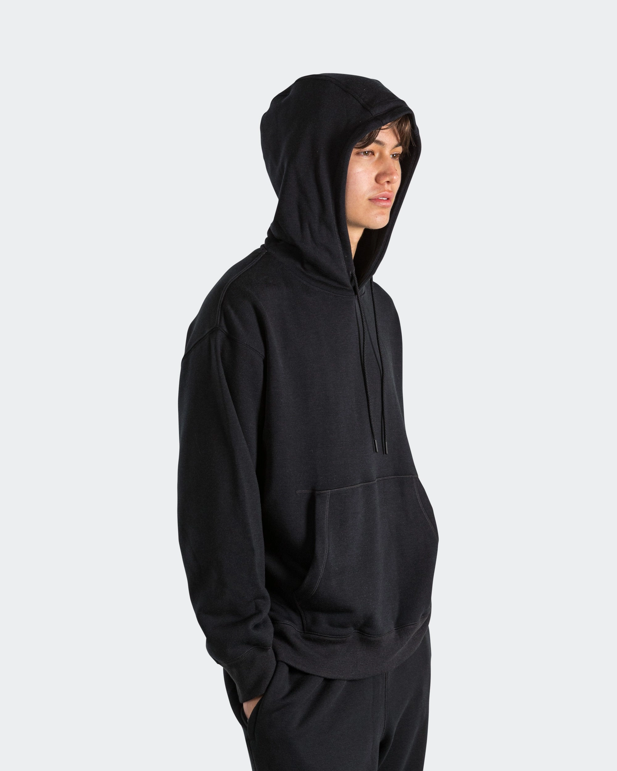 Casual Fit Simple Fashion Wool Classics Hoodie - Black