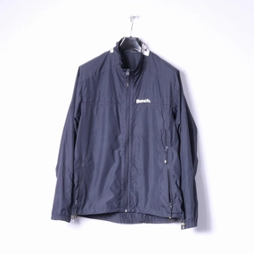 Bench Mens M Jacket Black Lightweight Zip Up Run Sportswear Top Easy Protection