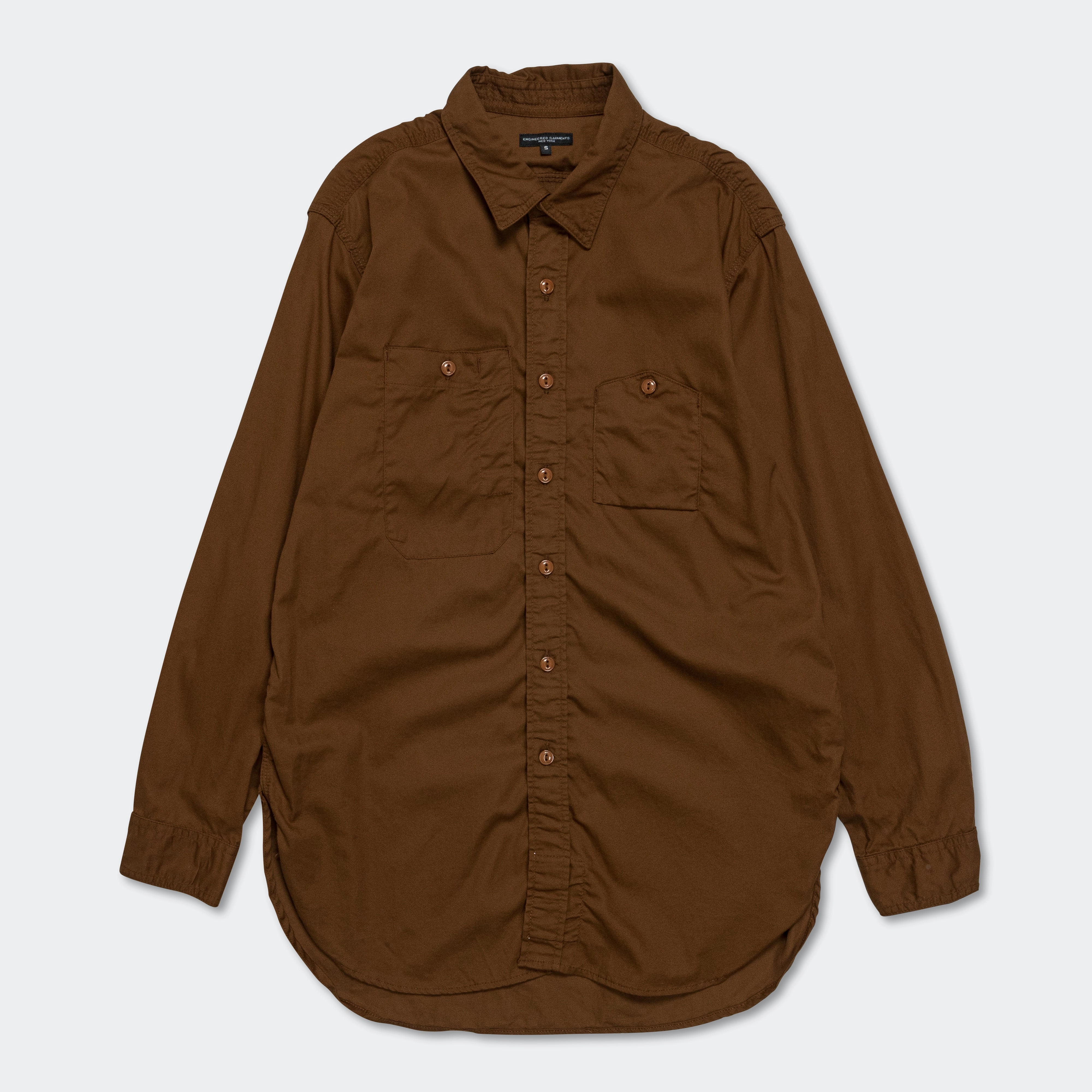 Contemporary Look Work Shirt - Brown Cotton Micro Sanded Twill