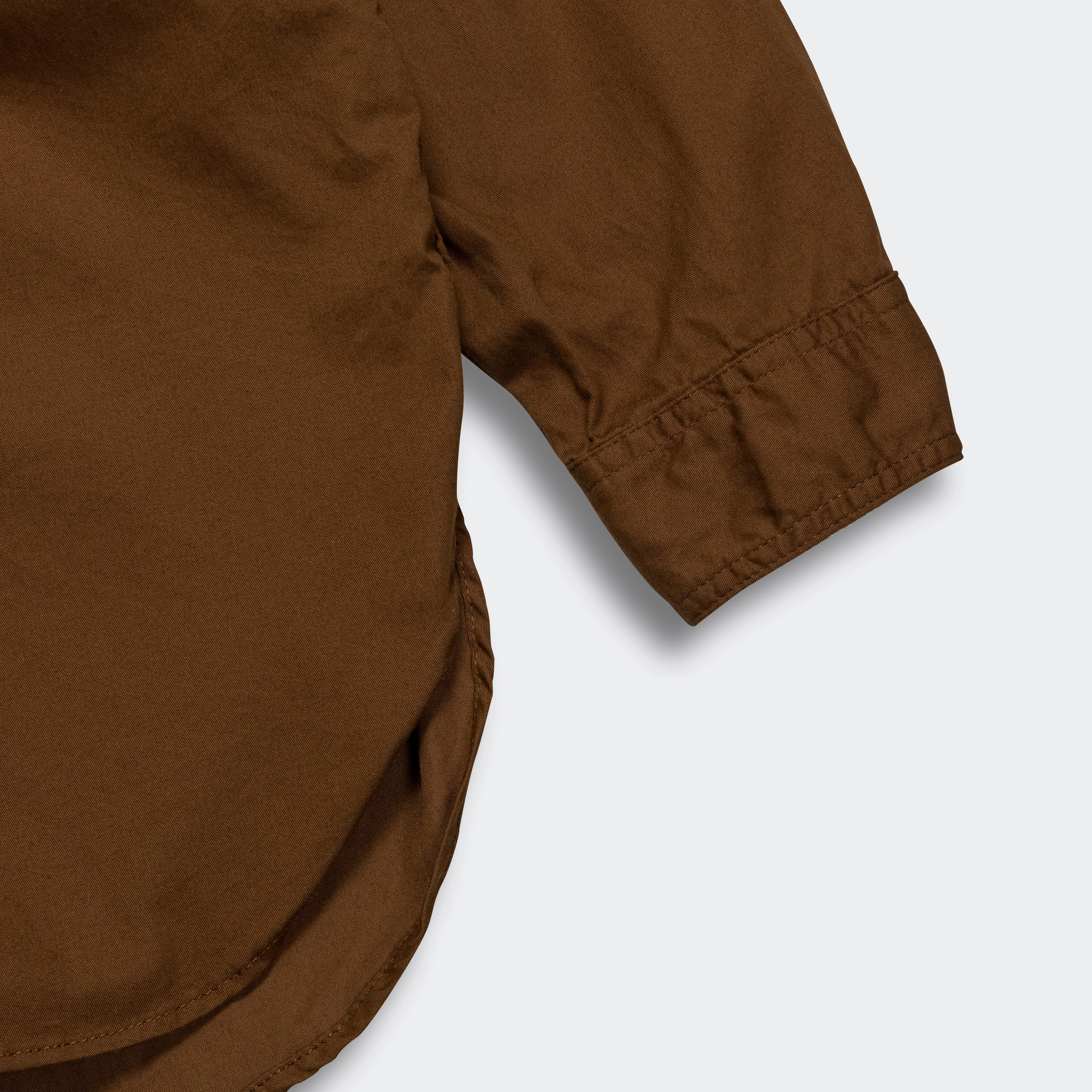 Moisture Wicking Layer Slim Silhouette Work Shirt - Brown Cotton Micro Sanded Twill
