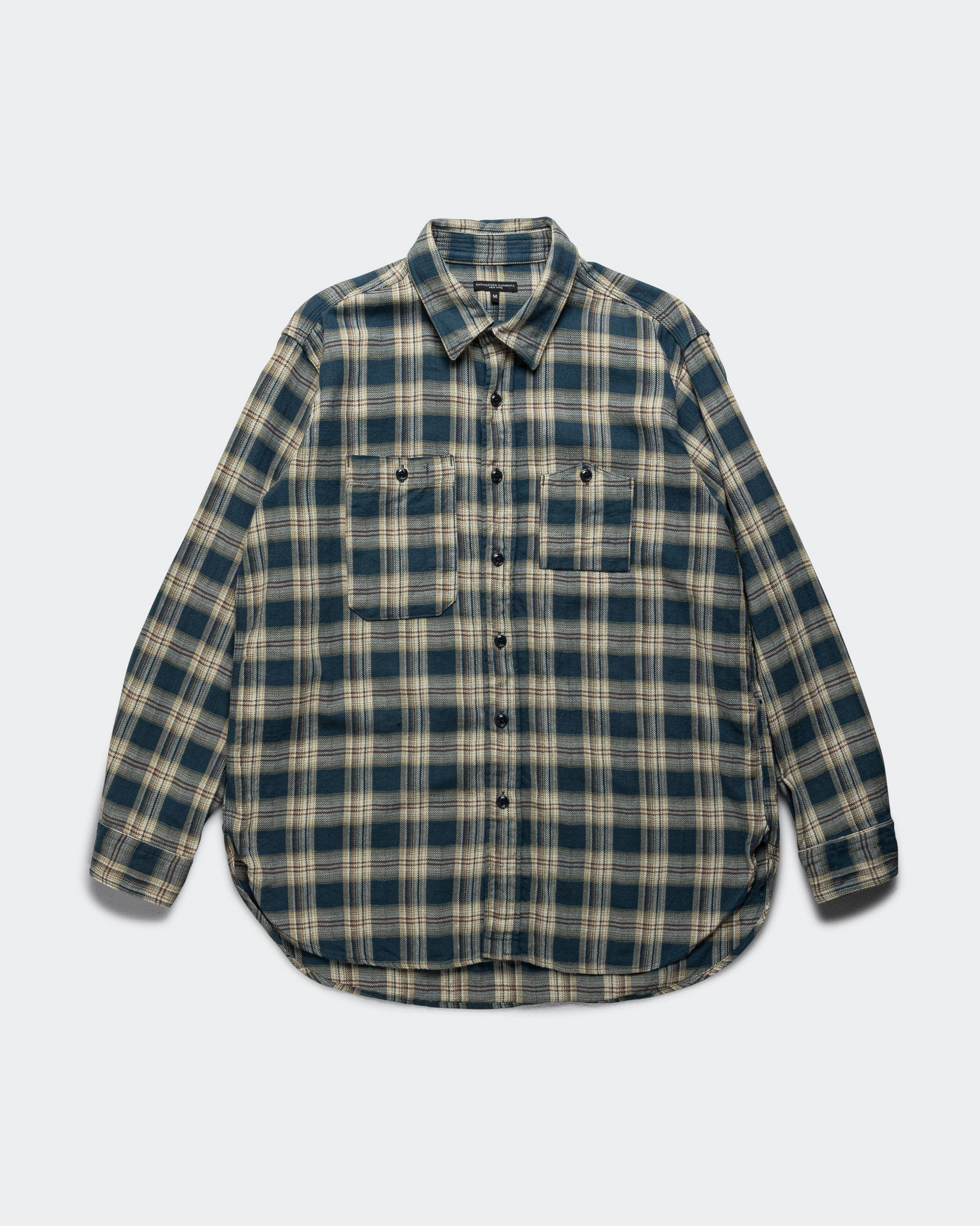 Retro Vibe Work Shirt - Navy Cotton Plaid Jacquard