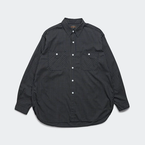 checkered pattern WORK Wool Plaid Shirt - Green