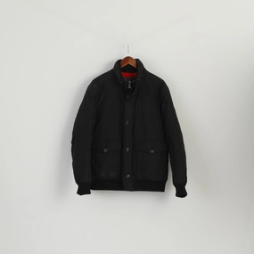 Ergonomic Shoulder Panels Zippered Vents Tommy Hilfiger Men L Jacket Black Hampton Bomber Full Zipper Padded Classic Top