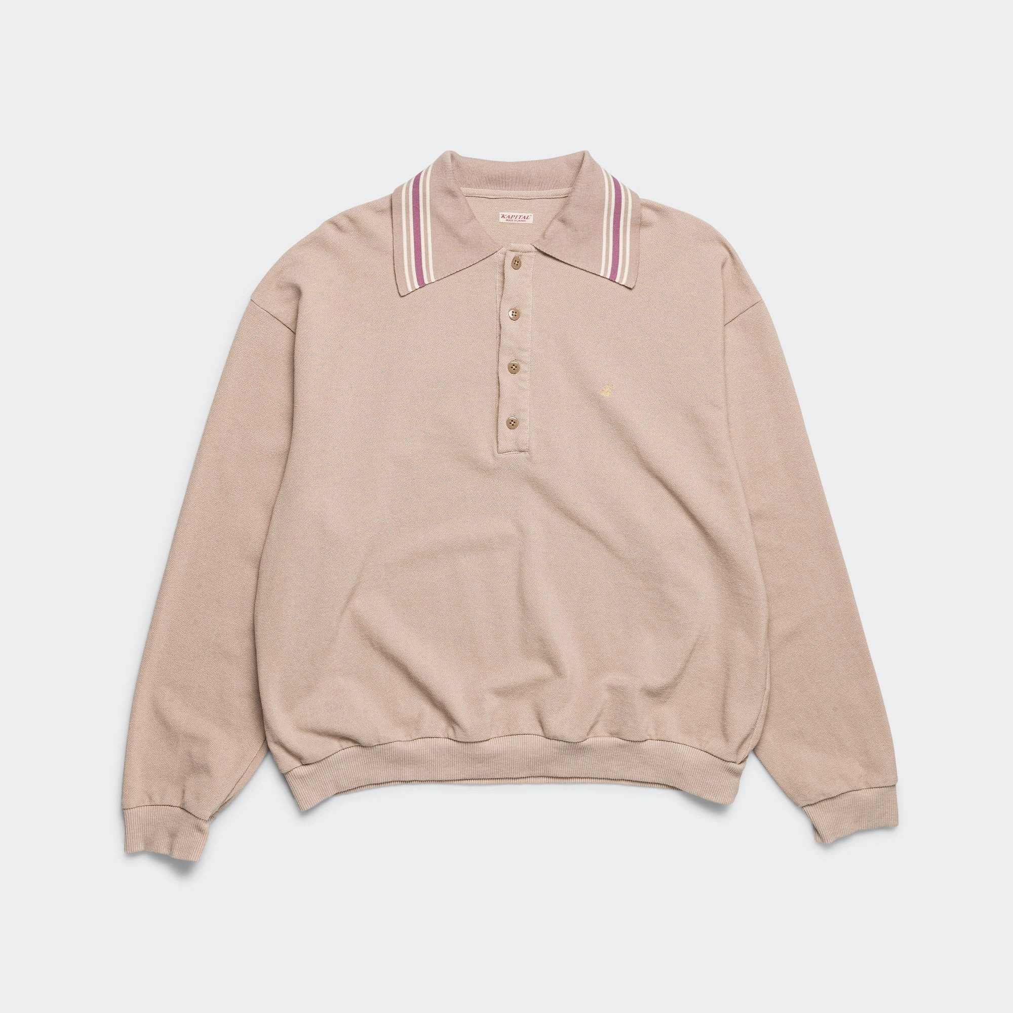 Piquet Large Pointed Collar Retro Polo - Beige Classic Appeal Mountain Escape