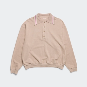 Piquet Large Pointed Collar Retro Polo - Beige Classic Appeal Mountain Escape