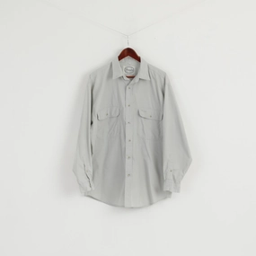 Wrangler Men L Casual Shirt Light Grey Cotton Vintage Quality Clothing Long Sleeve Top networking event