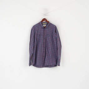 Reinforced Shoulders color block Camel Active Men XXL Casual Shirt Blue Cotton Check Regular Fit Long Sleeve Top