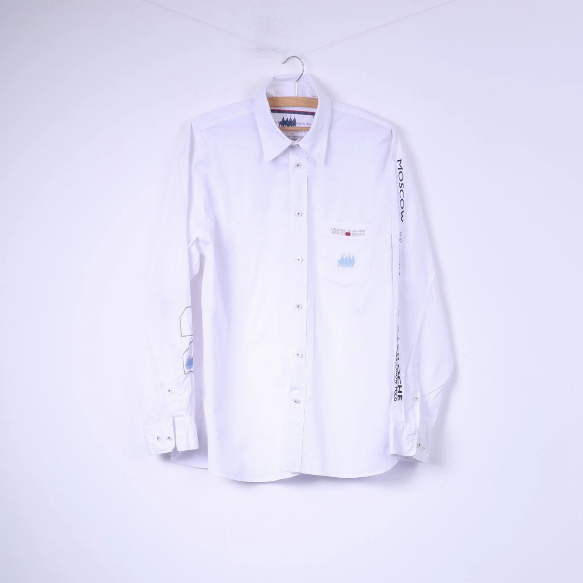 Van Santen & Van Santen Mens XL Casual Shirt White Long Sleeve Polo Moscow Top Tropical theme Cooling Core Technology