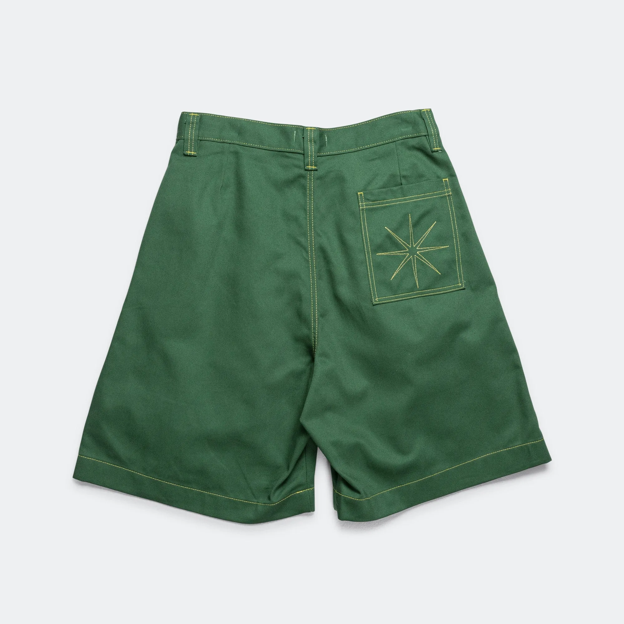 Pleated Oversized Shorts - Green/Lime Crisp Texture snowboard clothing